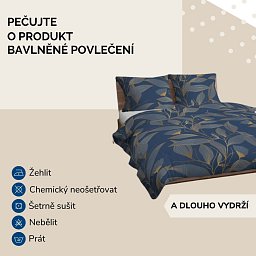 Obrázek pro produkt Bavlněné povlečení Listy zlaté 140X200 70X90